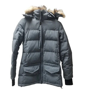 Canada Goose Grey Black Solaris  Steel Goose Down Winter Parka Jacket 2XS